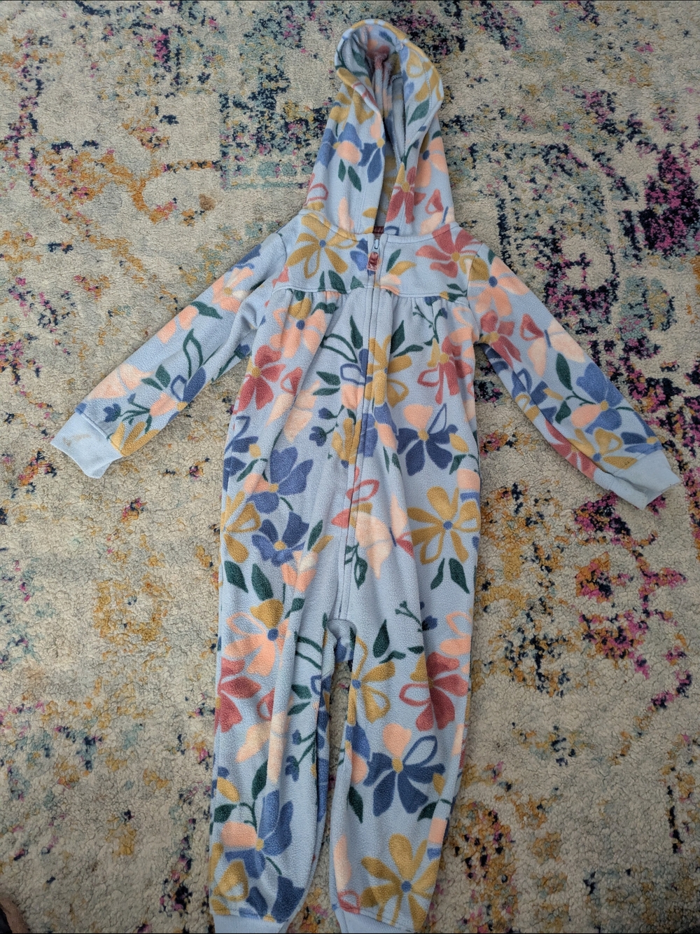Carter's Light Blue Floral Hooded Fleece